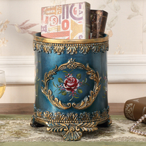 European living room kitchen without lid trash can American creative home large luxury retro round pastoral paper basket