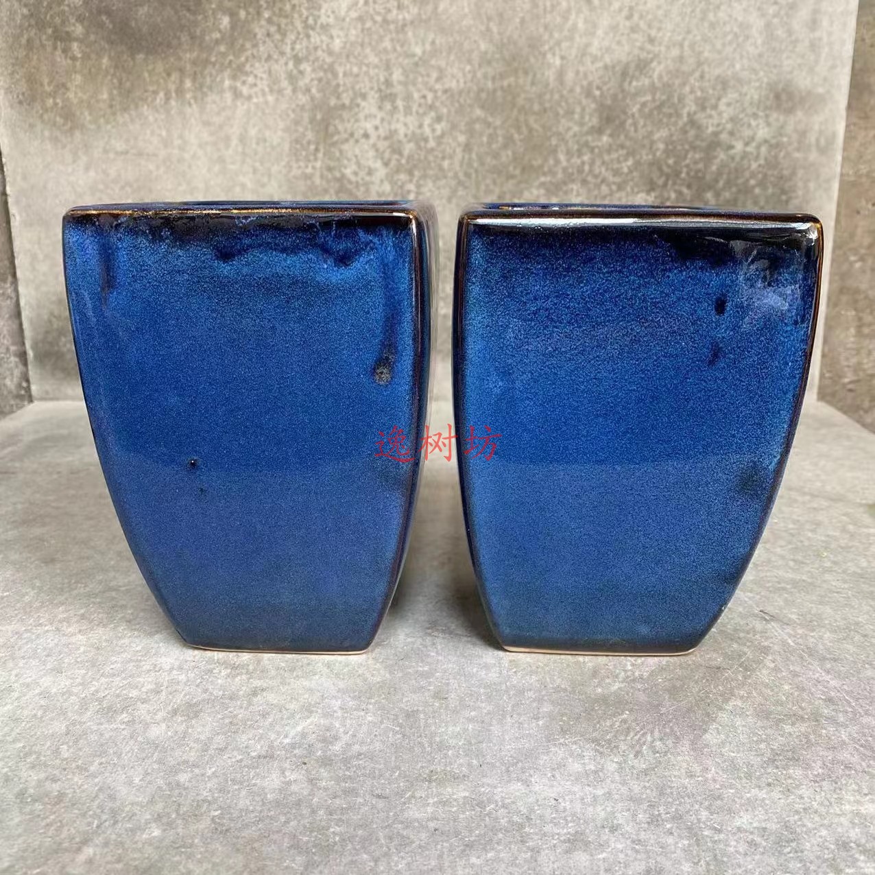 藍釉開片八方鉢 盆栽 多肉菖蒲盆栽 植木鉢 景德镇 装饰品 工艺品