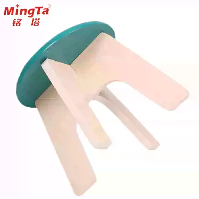 Mingta wooden stool kindergarten wooden small round stool building block table with cartoon small wooden stool children building block bench
