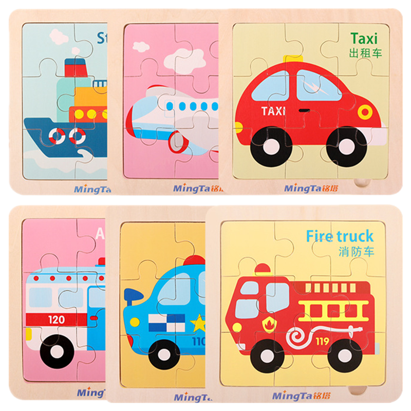 Mingta wooden transportation puzzle puzzle toys baby boy and girl baby baby baby wooden hand grip board set