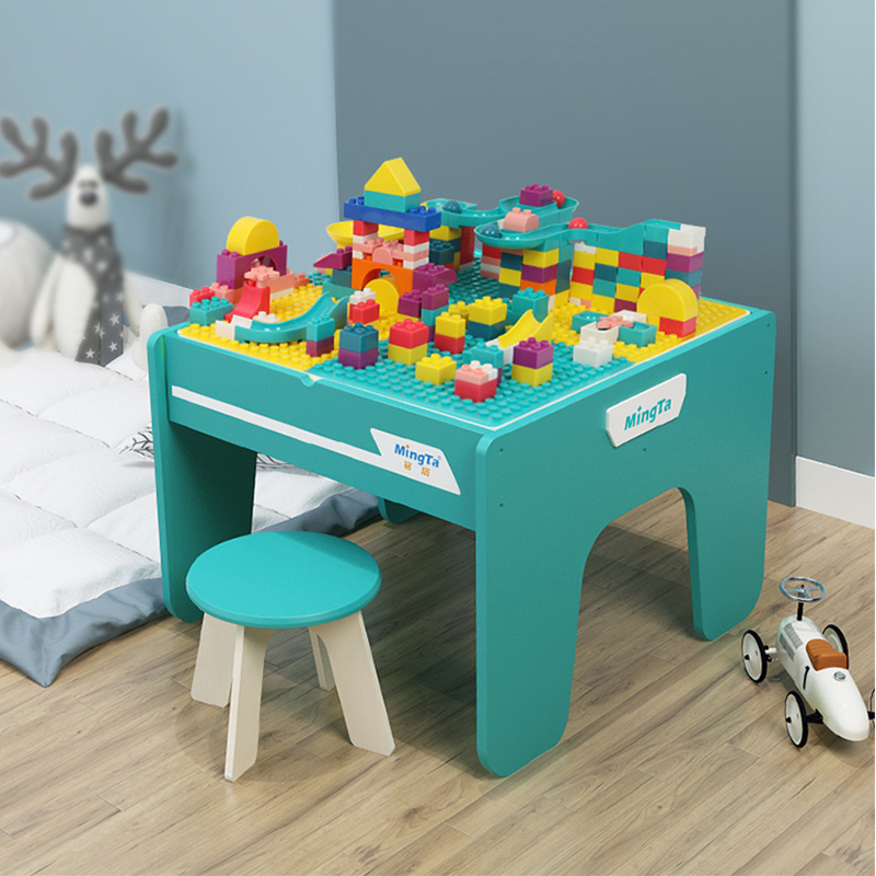 Mingta multi-function learning table parent-child interactive game table large particle building block table children's educational toddler toy table