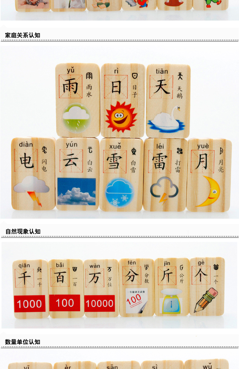 100 ký tự Trung Quốc Đồ chơi giáo dục của trẻ em Domino 1-3-4-5-6 tuổi khối bản đồ học tập nhận thức đồ chơi trẻ em giá rẻ