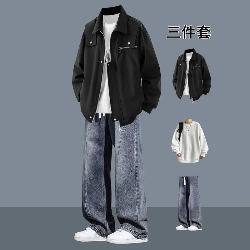 Casual and Functional Workwear Jacket for Men, American Style, High-End, Handsome, Korean Style, Casual Lapel Jacket, Outerwear for Men Casual and Functional Workwear Jacket for Men, American Style, High-End, Handsome, Korean Style, Casual Lapel Jacket, Outerwear for Men