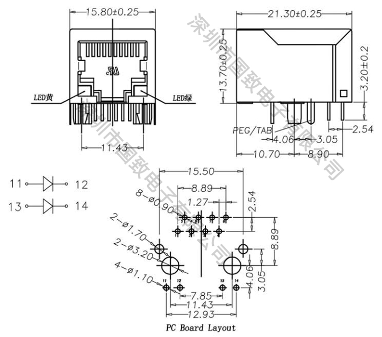 RJ45  PCB ӿ LED ʽ ҵ