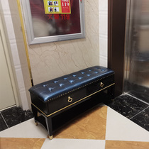 New Chinese-style light luxury shoe stool solid wood leather shoe cabinet American-style home door wearing shoe stool simple home shoe rack stool