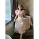 Gentle wind design slim temperament broken flower platycodon long skirt large size high-end elegant chiffon fairy dress