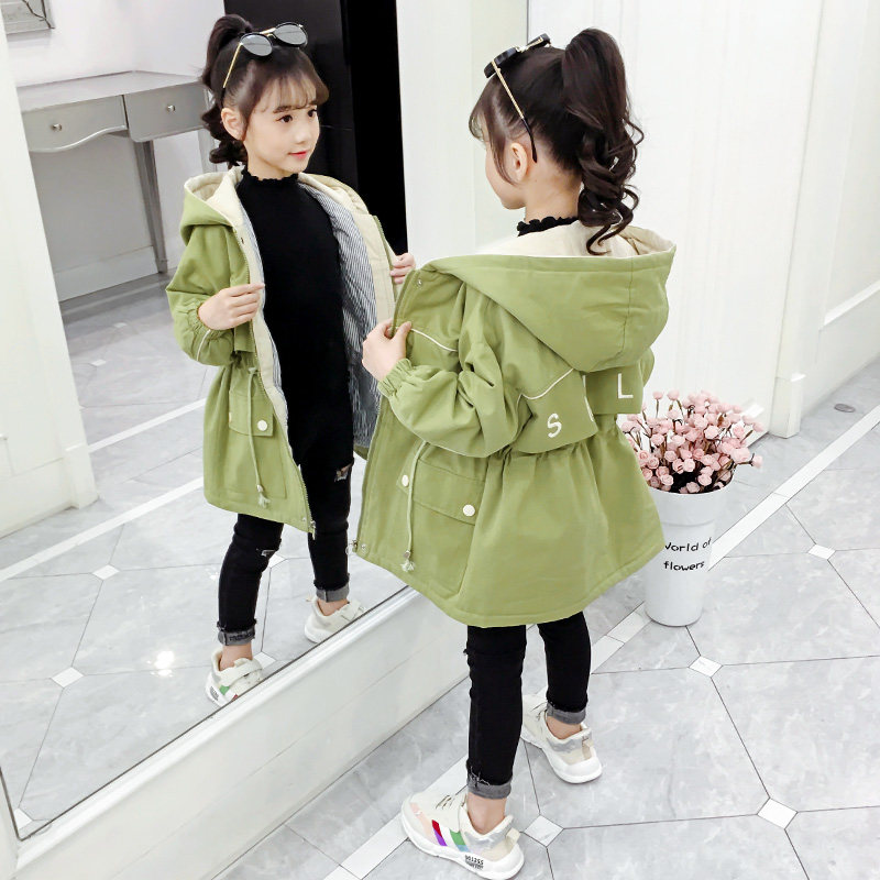 Girl's clothing autumn winter clothing 2021 new Korean version of the Korean version of the trendy winewear CUHK children's children autumn clothing cotton coat overcoat tide