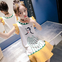 Female childrens clothing summer 2021 new foreign childrens womens clothing girls summer sleeveless thin jumpsuit skirt tide