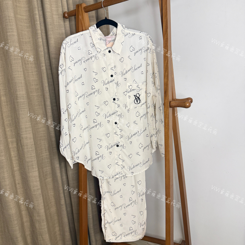 Authentic Victoria's Secret Pajamas for Women, Tencel Soft Printed Long-Sleeved Long Pants Home Wear Pajama Set for Women Authentic Victoria's Secret Pajamas for Women, Tencel Soft Printed Long-Sleeved Long Pants Home Wear Pajama Set for Women