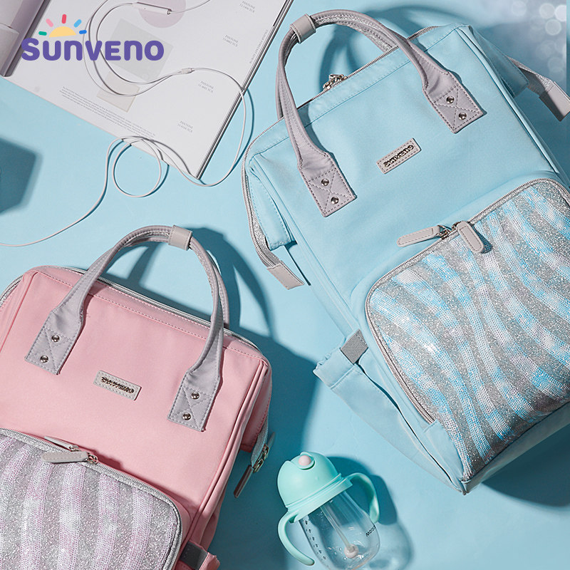 Sanmei Baby Hot MomMy Backpack Backpack Large Capacity Multifunctional Fashion Mom Bag Ultra Lightweight Tide Mom Mother Baby Bag