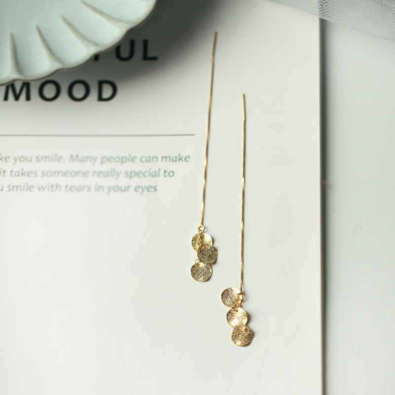 Flower Su Frost S925 pure silver ear line is simple and fashionable and high - sensation face thin super - fairy temperament