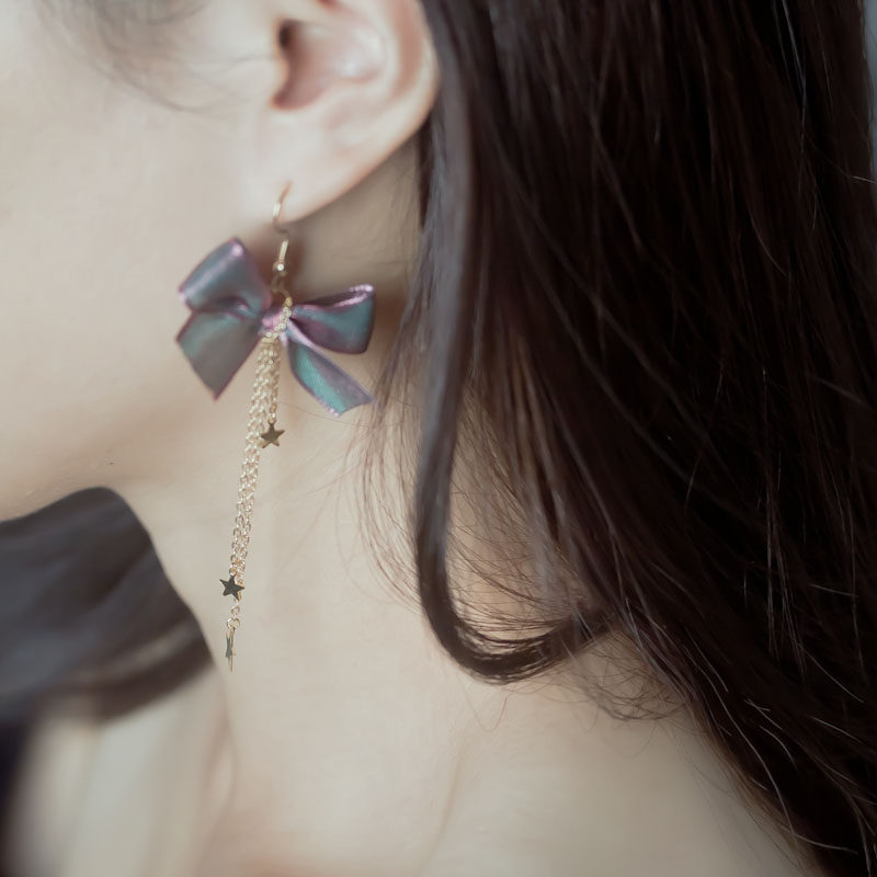 Super beautiful cold wind earrings 24k bag gold face thin new super fairy Japan and Korea stars Harbor wind earrings