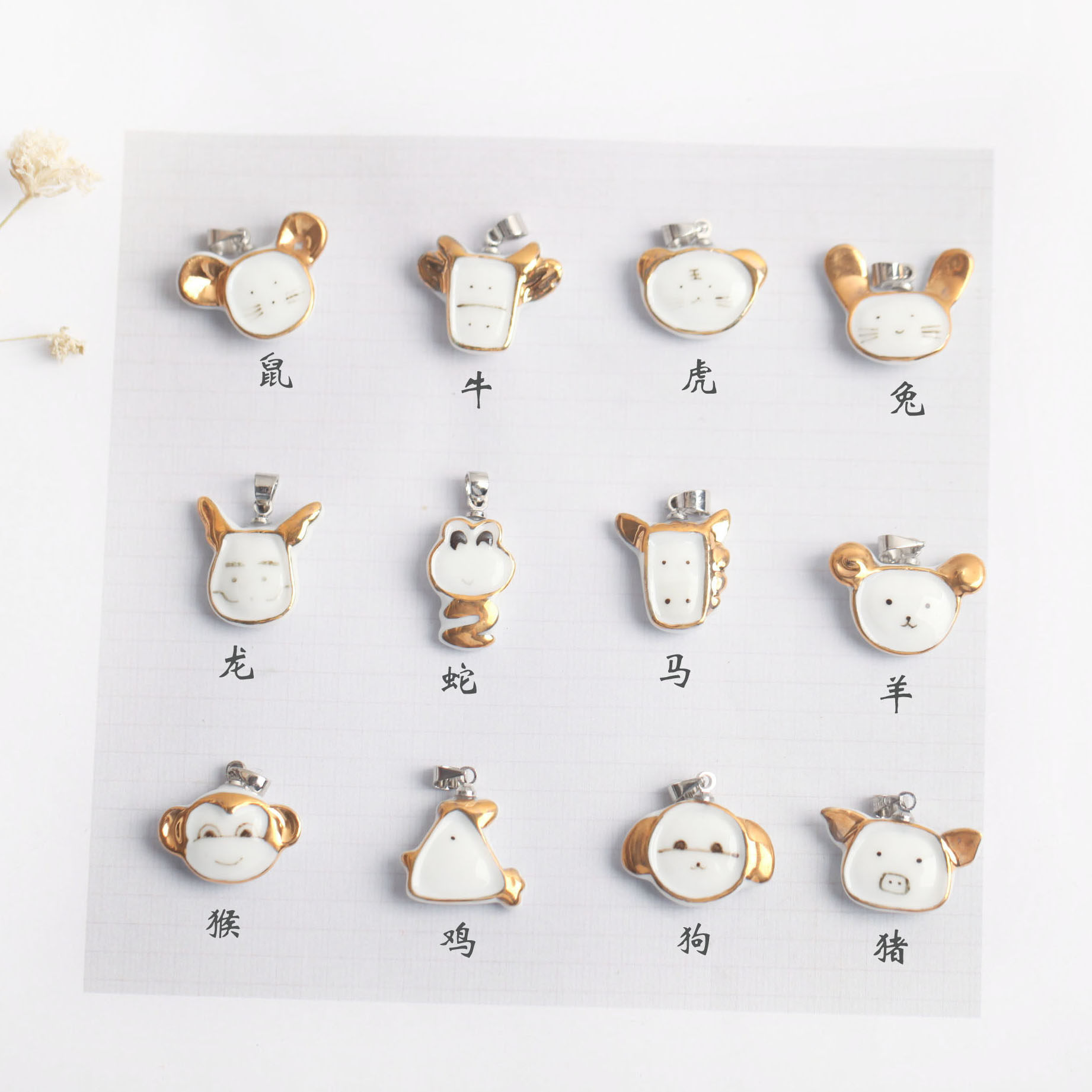 Zodiac animal handmade ceramic pendant s925 sterling silver collarbone necklace female friend birthday girlfriend gift