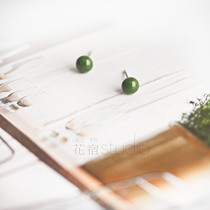 Florin minimis Temperament s925 Pure Silver Mini Bean Ink Green Black Square Ear Nail Anti Allergy 100 lap