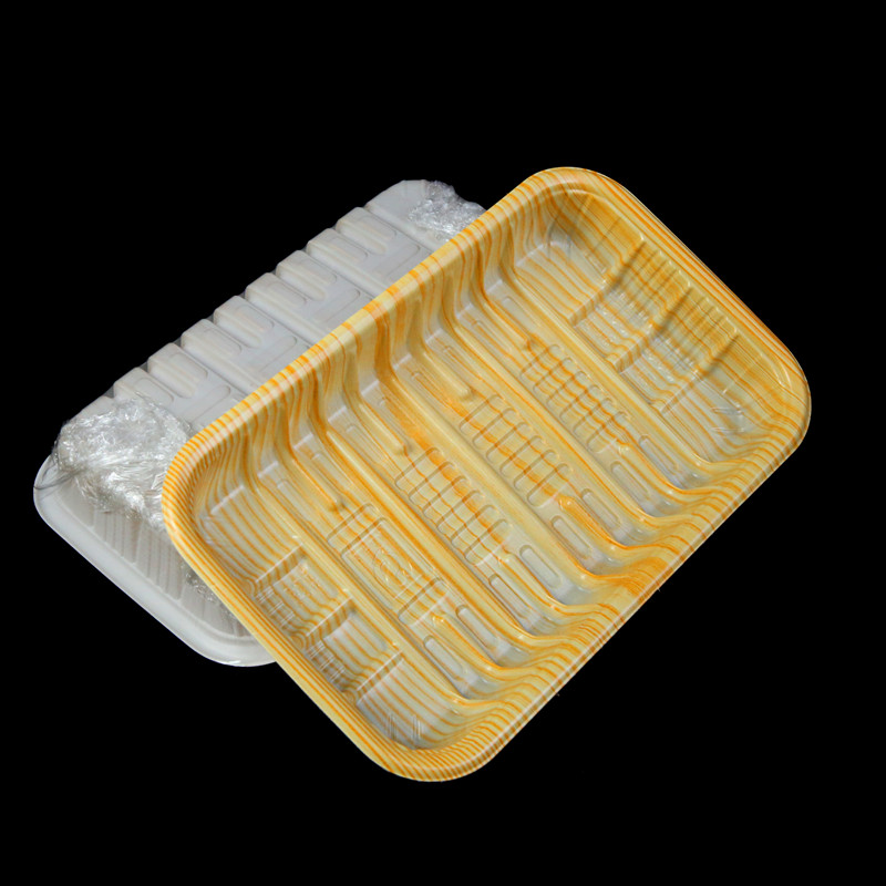 Wood grain disposable fresh tray Supermarket cold fresh meat packing box No lid thickened pig, cow and mutton packing box