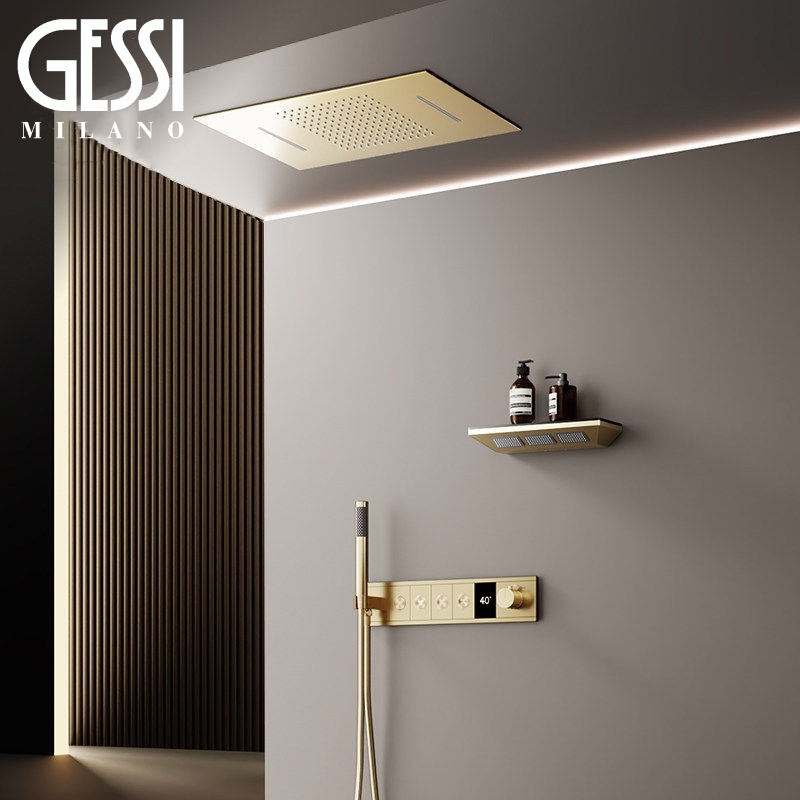 Italian Gessi Concealed Showerhead Embedded in the Ceiling for Home Use, Pressurized Full Copper Pre-Installed Main Body
