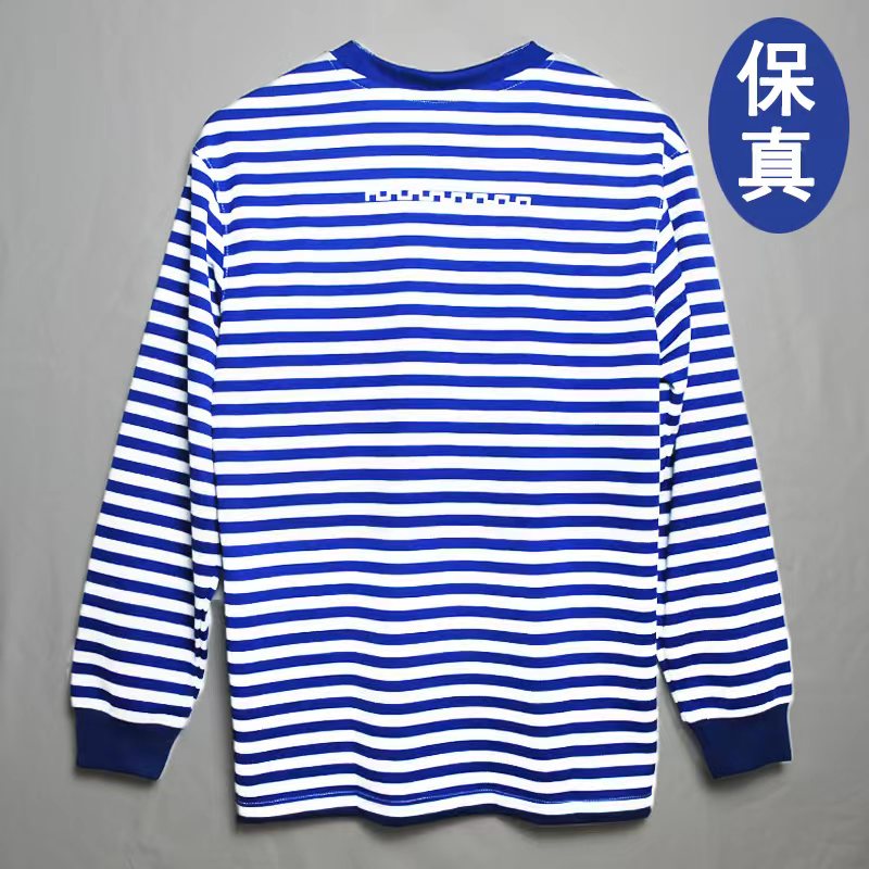 New Long sleeves Sea Soul Shirt Fitness Training Suit With Reflective T-shirt Long Sleeve Round Neck Jersey Man Blue White Striped Speed Dry M21-Taobao