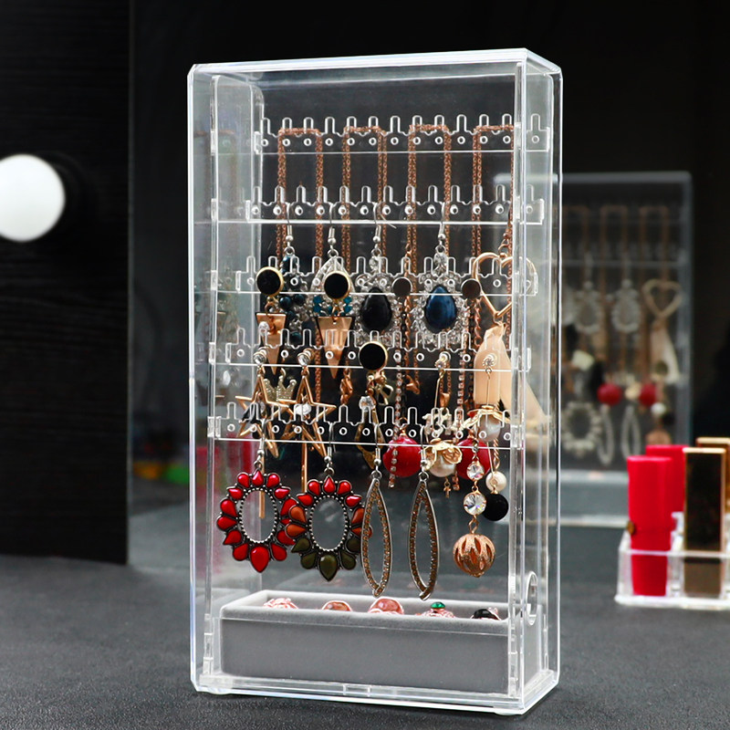 New product multifunction transparent anti-dust earring jewellery containing box ear clip ear clip ring table Acrylic Necklace