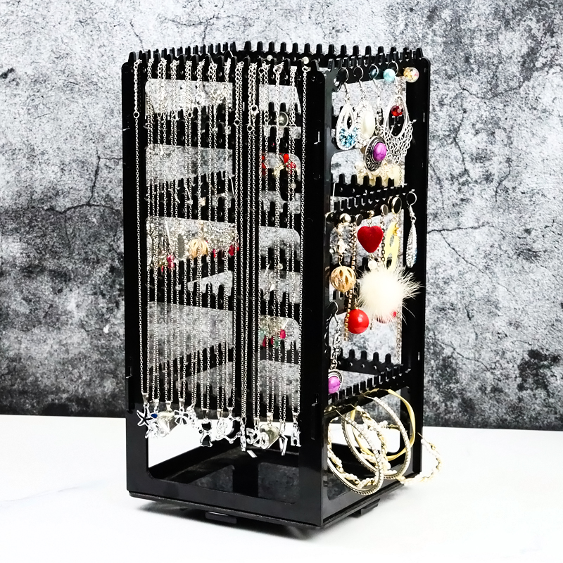 Earring storage rack necklace stud earrings multi-layer rotating large capacity dresser visualizer ring storage box