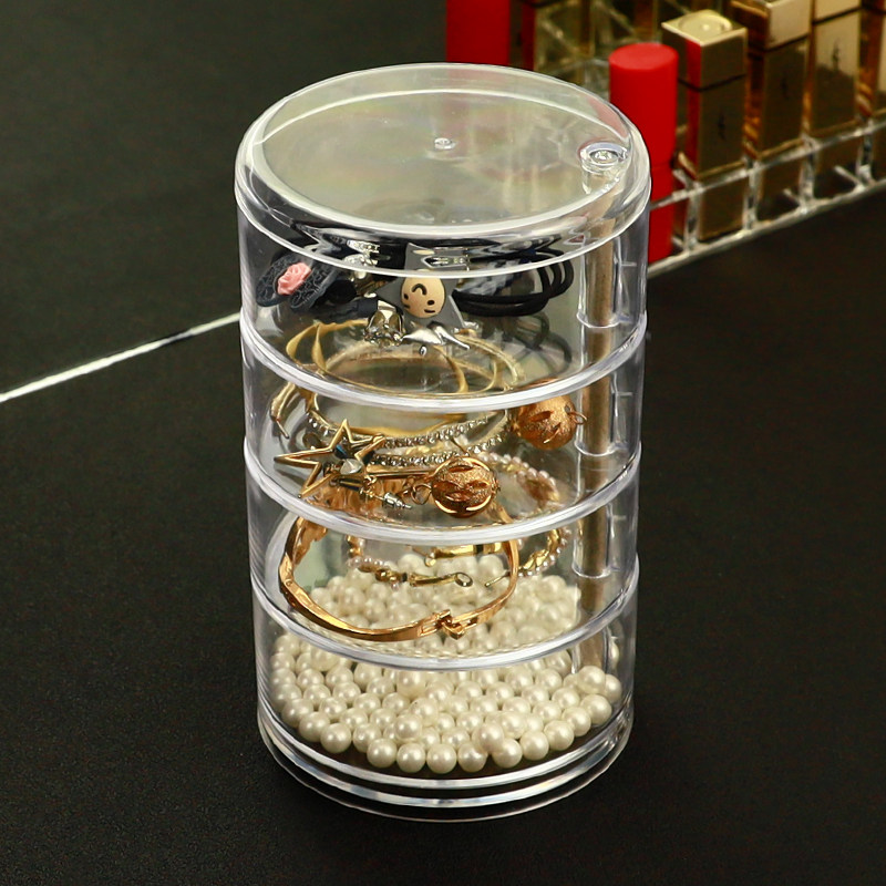 Transparent rotating multilayer children hair clip hair clip hair ring leather gluten containing box earrings bracelet pink cake first decorated box