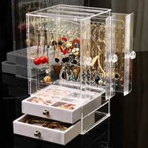 Acrylic handmade transparent jewelry display stand ring ring earrings earrings stud bracelet storage box right open three-dimensional