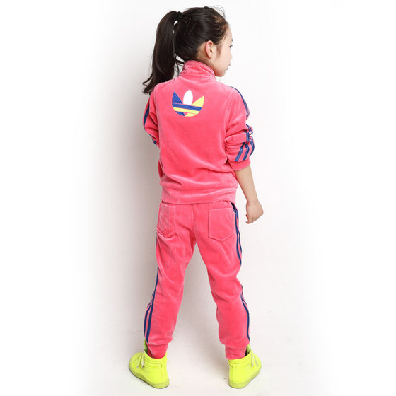 Children's clothing autumn girls' suits 2024 new spring and autumn clothing children's velvet medium and large children's casual sports outer suits