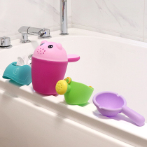 Pelle à eau pour bain de bébé cuillère à eau tasse à shampoing pour bébé en plastique souple cuillère à eau pour enfants tasse à shampoing canard jaune chariot à eau rotatif