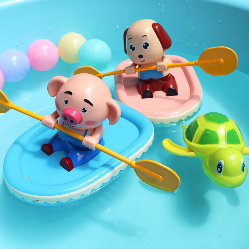 Children's bathing toy rowing kayak peeing piggy swimming turtle baby play water baby boy shake-up, male and female