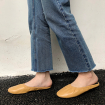  Baotou grandmas shoes female half-drag 2021 summer new retro net red flat-bottomed lazy slippers female outer wear fashion