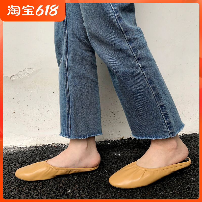 Baotou Grandma Shoe Girls Half Drag 2022 Summer New Retro Net Red flat Lazy People Cool Slippers Women Wear Fashion