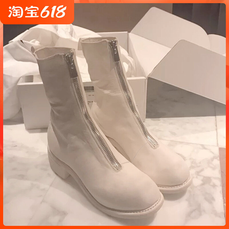 guidi ghost girl boots pl2 laced white boots genuine leather Martin boots thick heel plus suede short boots female spring autumn single boots