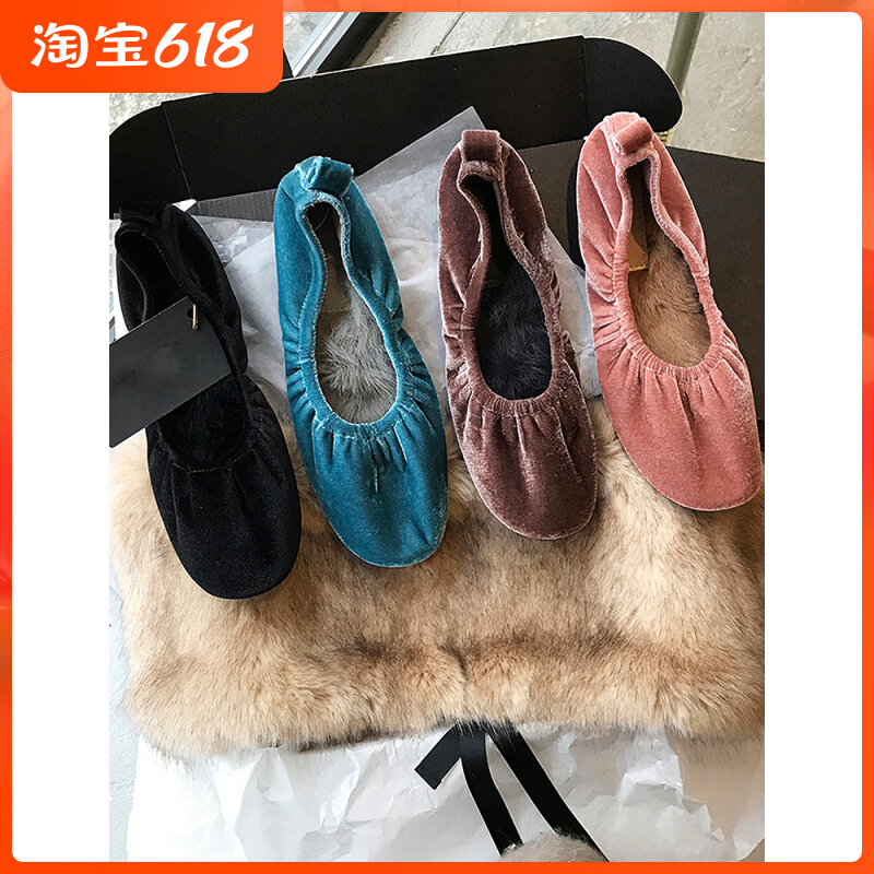 Flat Bottom Shoes Women 2022 Autumn Winter New Net Red Plus Suede Rabbit Fur Soft Leather Grandma Shoes Brief Comfort Single Shoes Woman 100 lap