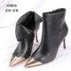 Martin boot stiletto gót nữ mùa thu đông cộng với nhung nhọn gợi cảm skinny skinny bốt hoang dã sandal bốt ngắn - Giày ống