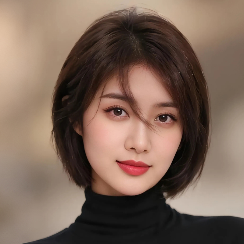 Full Head Wig for Women, Real Human Hair Bob Style, Age-Reducing, Elegant, Lightweight and Breathable for Summer, Specially Designed for Bald Heads