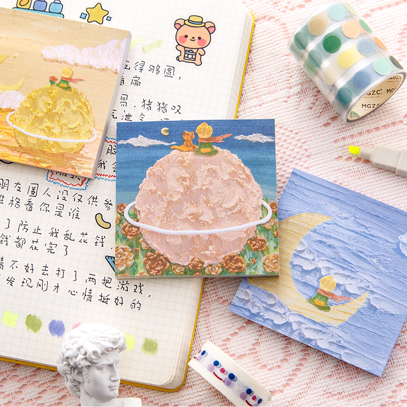 Small Prince Oil Painting Convenience Post 3D Sensation With Sticky Benins Wind Cute Cartoon Girl Hands Account Creative High Face Value