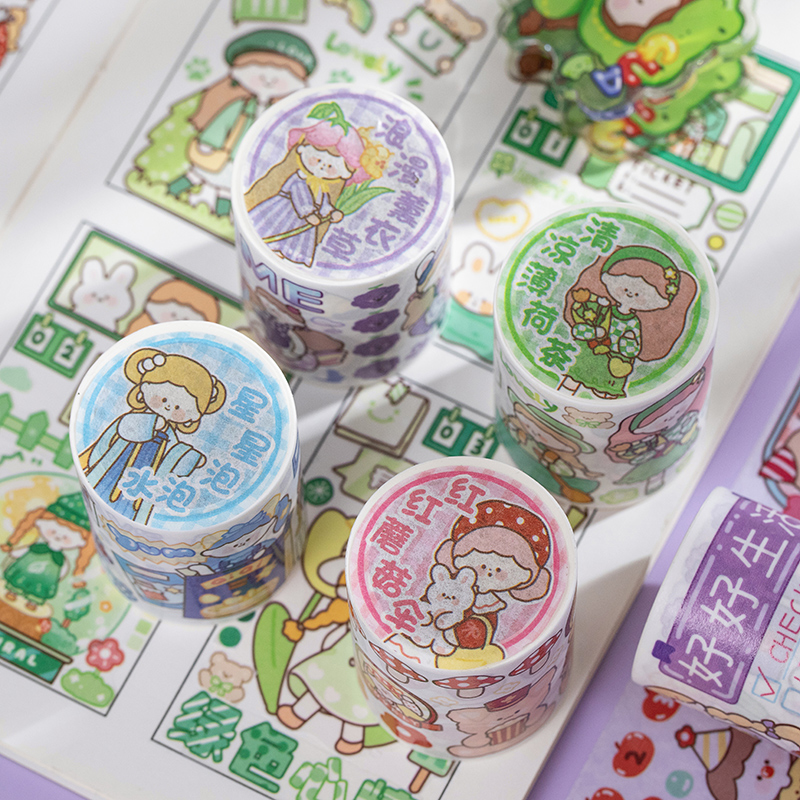 Rainbow Sugar Series Hands Account Tape Whole Rolls Material Stickers Teenage Hearts Decoration DIY Special Oil Cute Collage Hand Painted
