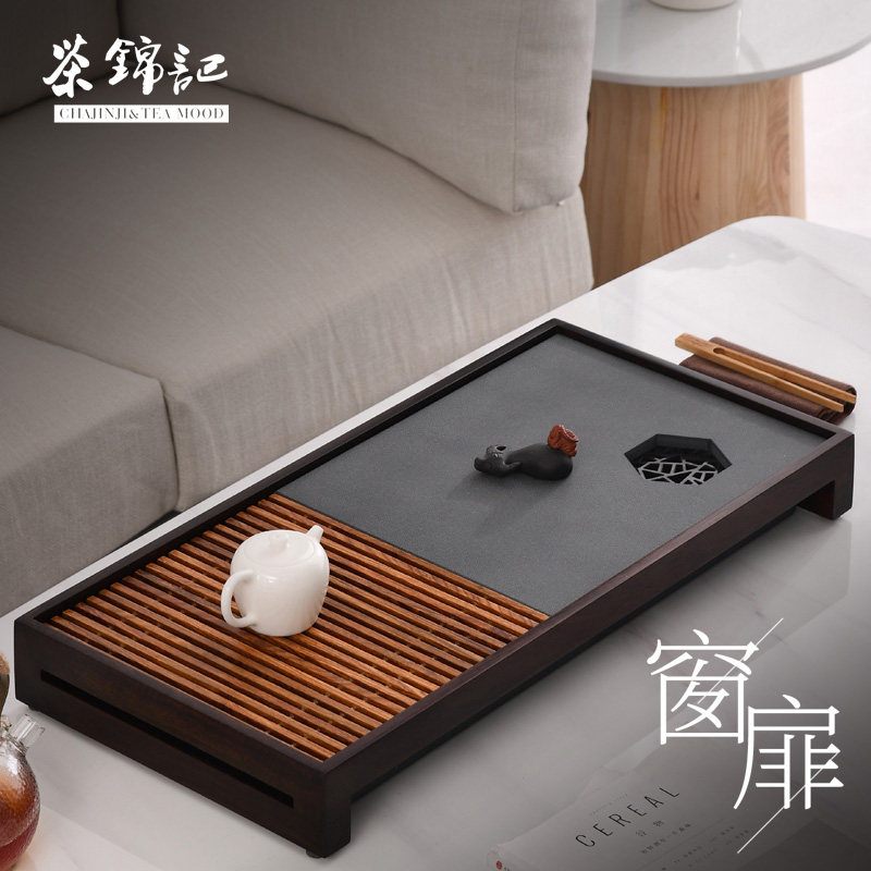 Tea Brocade Solid Wood Tea Set Tea Tray Home Brief Drawer Type Water Storage Small Tea Table Black Sandalwood Ujin Stone Nursery Tray