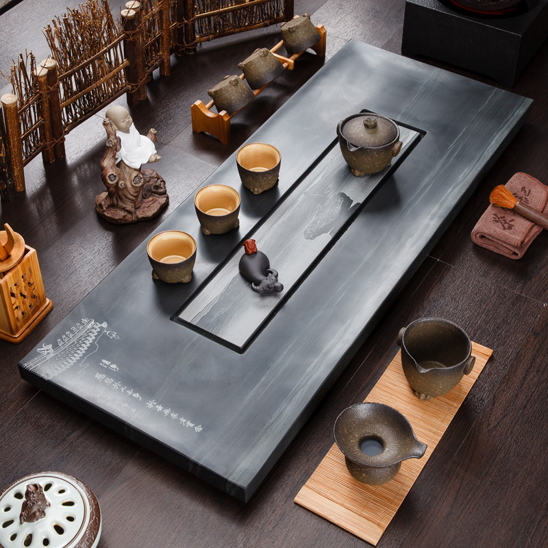 Tea Kum Kee Tea tray stone Household natural stone Tea Sea Kung Fu Tea Tea set set Simple rectangular dry tea table