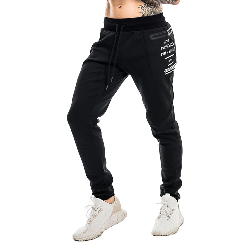 Muscle sports pants Fitness dog brother men's pants Casual pants Close up cigarette tube pants Running training bunched feet tide guard pants