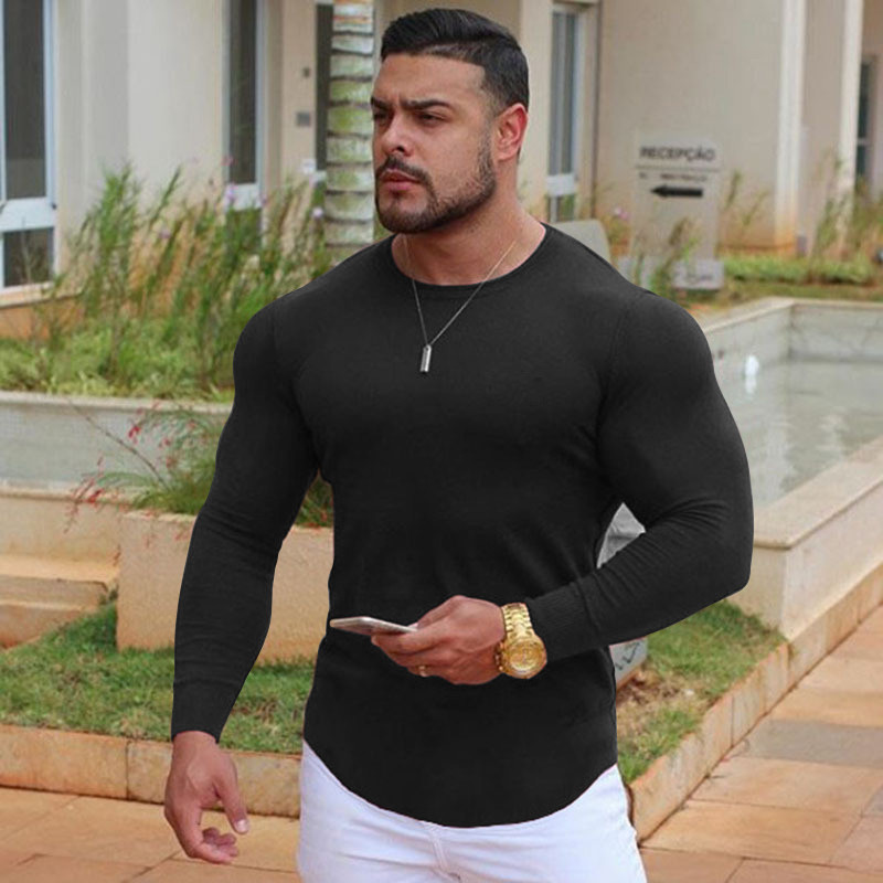 2022 New Muscle Sports Fitness Long Sleeve Men T-Shirt Tight Fit Basketball Running Training Speed Dry Fitness Clothes-Taobao