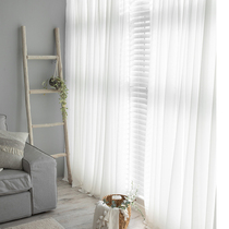 White yarn curtain Nordic ins Wind chiffon white sand tulle gauze curtain window modern simple light luxury white yarn hanging