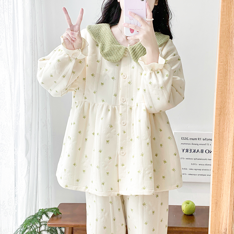 Autumn and Winter Air Cotton Maternity Clothes, Spring and Autumn Pure Cotton Postpartum Maternity Pajamas for Women, Pregnancy and Nursing Home Wear