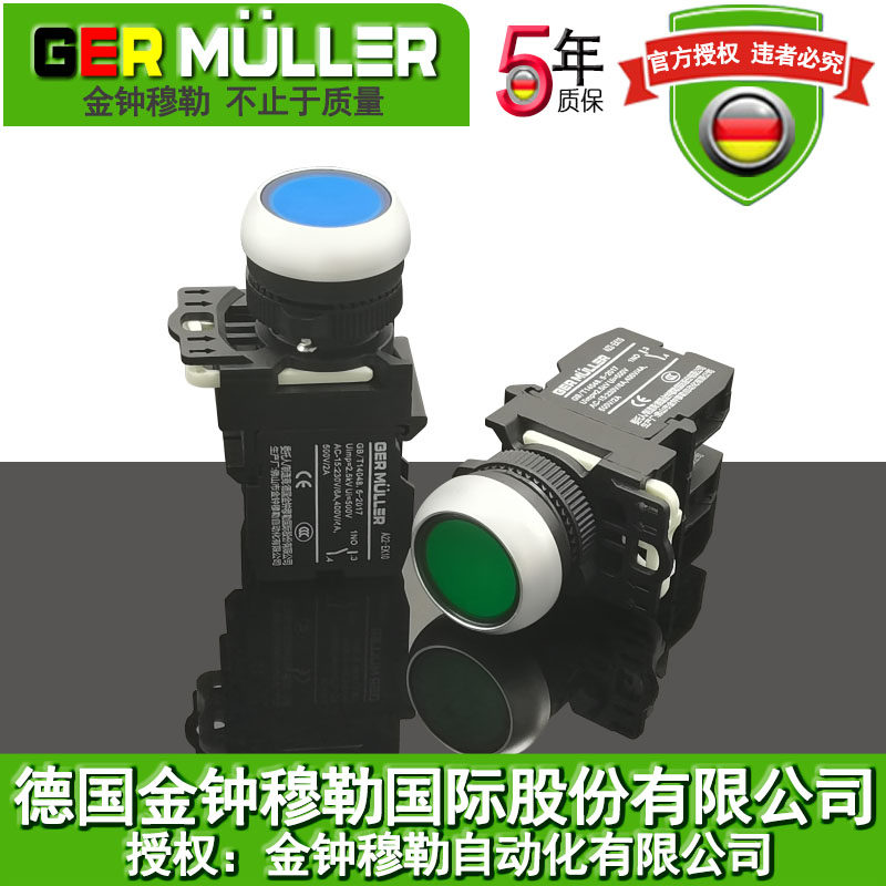 With lamp flat-head button flat button switch self-lock reset button control switch button subdoor control switch Admiralty Müller