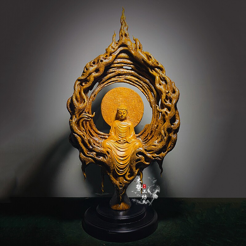 Taihang Cliff Root Carving Zen Guanyin Buddha Statue