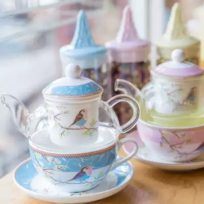 Glass flower teapot one person cup small teapot tea maker Robin English afternoon tea mother pot set