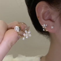 Korean small crowd design Pearl Flowers Earrings 2022 New wave Lightness Luxury Superior small ear Ears Accessories