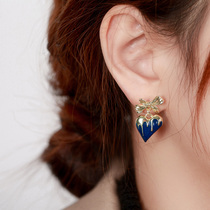 Melted cardigan metal butterfly knot loving blue ear nail delicately high class design temperament ear nail