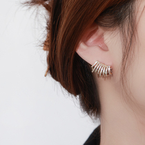 Delicacy advanced senses ear nail S925 silver needle temperament Korean version brief lukewarm wind earrings French style net red atmosphere earrings