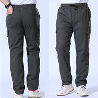 Эластичные зеленые флисовые штаны, свободный прямой крой