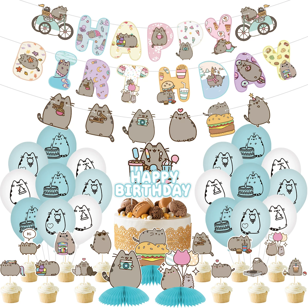 [] съёмка дня рождения набор американский Pusheen тамада украшение тематика вечеринки украшение фон шарики для детской вечеринки флаг